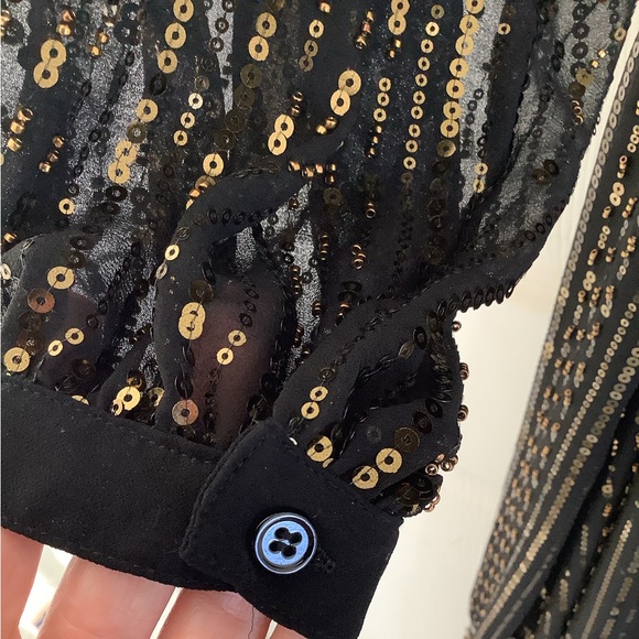 Zara Black and bronze sequin long sleeve, midi dress. - Picture 10 of 12